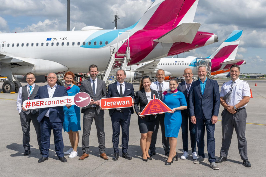 Die Fluggesellschaft Eurowings verbindet Berlin mit Eriwan mit direkten Hin- und Rückflügen